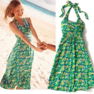Boden Green Floral Halter Dress